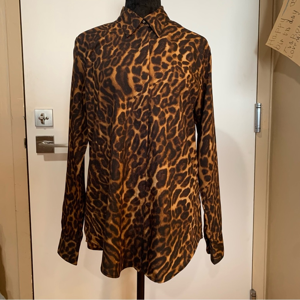 Lauren Ralph Lauren Leopard Print Long Sleeve Women’s Medium Button Up Shirt